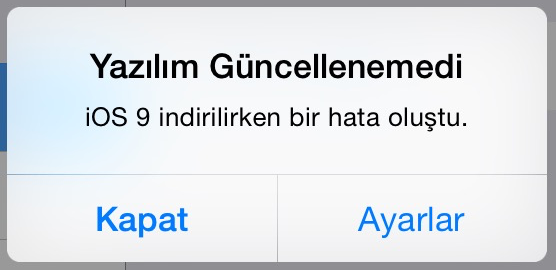 iOS 9 güncellemesini yüklemede problem yaşanıyor